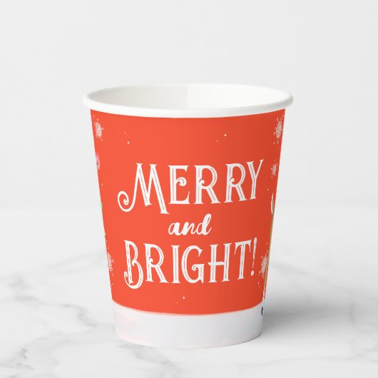 Merry and Bright Rudolph Reindeer Red Pappbecher (Links)