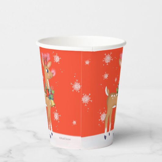 Merry and Bright Rudolph Reindeer Red Pappbecher (Rechts)