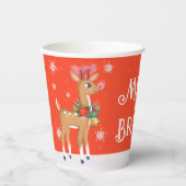 Merry and Bright Rudolph Reindeer Red Pappbecher (Vorderseite)