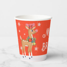 Merry and Bright Rudolph Reindeer Red Pappbecher