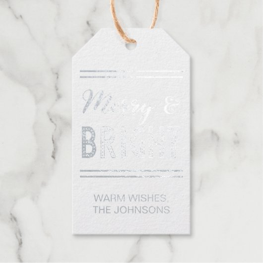 Merry and Bright Rustic Kraft and Silver Geschenkanhänger (Vorderseite)