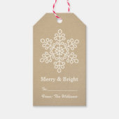 Merry and Bright Rustic Kraft Snowflake Holiday Geschenkanhänger (Vorderseite)