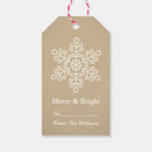 Merry and Bright Rustic Kraft Snowflake Holiday Geschenkanhänger (Rückseite)
