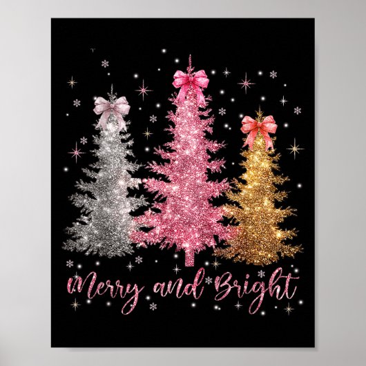 Merry And Bright Santa Christmas Tree Lights Pajam Poster (Vorne)