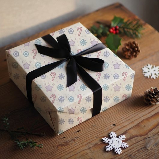 Merry and bright, Santa's hat and candy cane Geschenkpapier Set