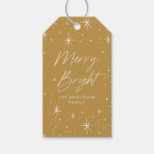 Merry and Bright Script Gold Holiday Geschenkanhänger (Vorderseite)