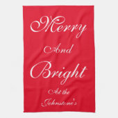 Merry and Bright Script Name Stilvolle Red Christm Geschirrtuch (Vertikal)