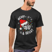 Merry and Bright Skeleton Rock Hand Christma T-Shirt (Vorderseite)
