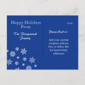 Merry and Bright Snowflakes Blue Christmas    Postkarte (Rückseite)