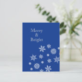 Merry and Bright Snowflakes Blue Christmas    Postkarte (Stehend Vorderseite)