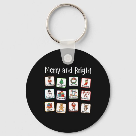Merry And Bright Speech Therapist Aac Slp Christma Schlüsselanhänger (Vorderseite)