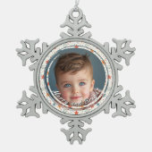 Merry and Bright Stars Custom Child Foto Schneeflocken Zinn-Ornament (Vorderseite)