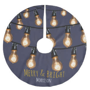 Merry and Bright String of Lights - Personalisiert Polyester Weihnachtsbaumdecke