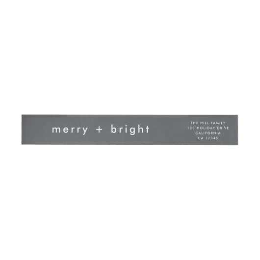 Merry and Bright Stylish Gray Christmas Address (Person)