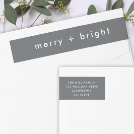 Merry and Bright Stylish Gray Christmas Address