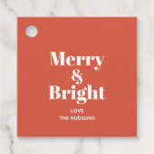 Merry and Bright Terracotta Red Gold Modern Trendy Geschenkanhänger (Vorderseite)