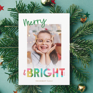 Merry and Bright Tissue Christmas Foto Feiertagskarte