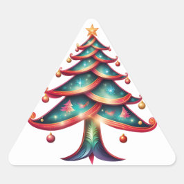 Merry and Bright Tree Dreieckiger Aufkleber