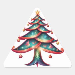 Merry and Bright Tree Dreieckiger Aufkleber