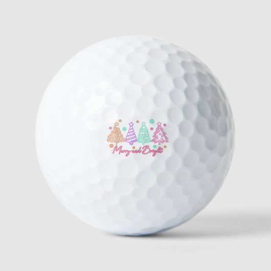 Merry and Bright Tree Neon Christmas Golfball (Vorderseite)