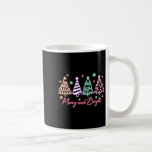 Merry And Bright Tree Neon Christmas Kaffeetasse (Rechts)