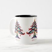 Merry and Bright Tree Zweifarbige Tasse (Vorderseite Links)
