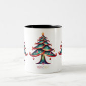 Merry and Bright Tree Zweifarbige Tasse (Mittel)