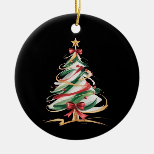 Merry and Bright Trees Christmas Holiday Winter Keramik Ornament (Vorne)