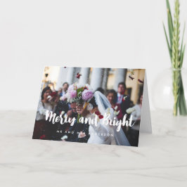 Merry and Bright Trendy Newlywed Foto Feiertagskarte
