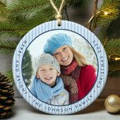 Merry and Bright Typografy Customizable Foto Keramik Ornament