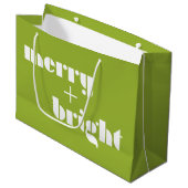 Merry and Bright Vibranning Green Gift Bag Große Geschenktüte (Vorderseite Schrägansicht)