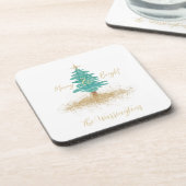 "Merry and Bright" Watercolor Tree Getränkeuntersetzer (Linke Seite)