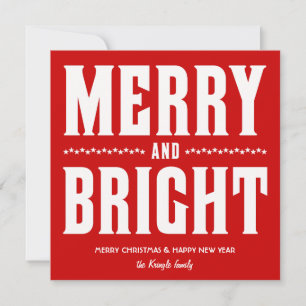 Merry and Bright with Custom Photo alt Stars Feiertagskarte