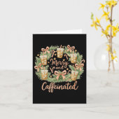 Merry And Caffeinated Christmas Iced Coffee Wreath Karte (Gelbe Blume)