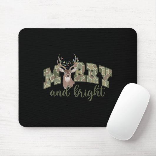 Merry And Christmas Bright Camouflage Reindeer Xma Mousepad (Mit Mouse)
