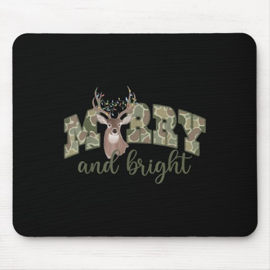 Merry And Christmas Bright Camouflage Reindeer Xma Mousepad (Vorne)