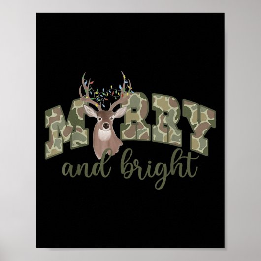 Merry And Christmas Bright Camouflage Reindeer Xma Poster (Vorne)