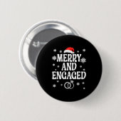 Merry And Engaged Couple Christmas Matching Pajama Button (Vorne & Hinten)