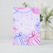 Merry and Joy Pastel Holiday Card with Gift Boxes Dankeskarte (Stehend Vorderseite)