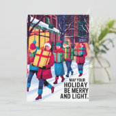 Merry and Light - Weihnachtskarte Feiertagskarte (Stehend Vorderseite)