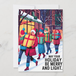 Merry and Light - Weihnachtskarte Feiertagskarte