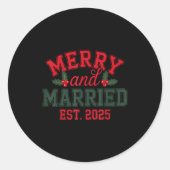 Merry And Married 2025 Christmas Couples Xmas Holi Runder Aufkleber (Vorderseite)