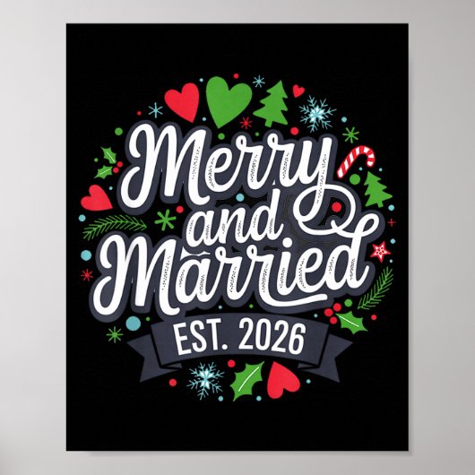Merry And Married 2026 - Matching Couple Christmas Poster (Vorne)