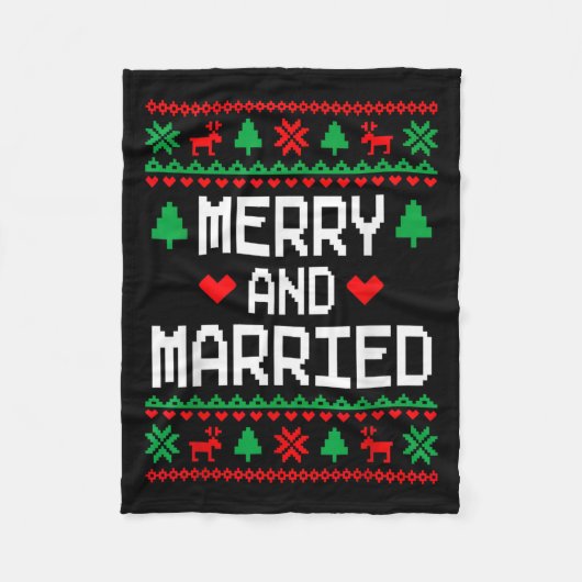 Merry And Married Couples Matching Ugly Christmas Fleecedecke (Vorderseite)