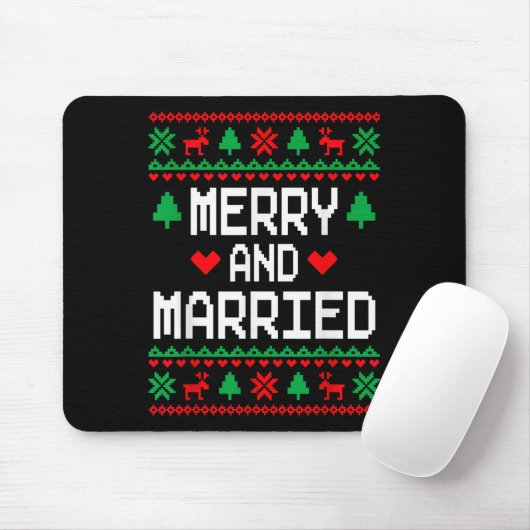 Merry And Married Couples Matching Ugly Christmas  Mousepad (Mit Mouse)