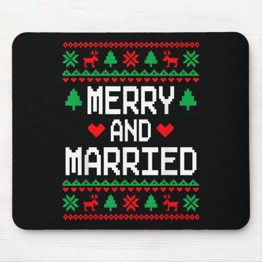 Merry And Married Couples Matching Ugly Christmas Mousepad (Vorne)