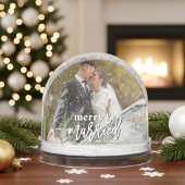 Merry and Married Custom Wedding Photo Christmas Schneekugeln