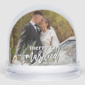Merry and Married Custom Wedding Photo Christmas Schneekugeln (Vorderseite)