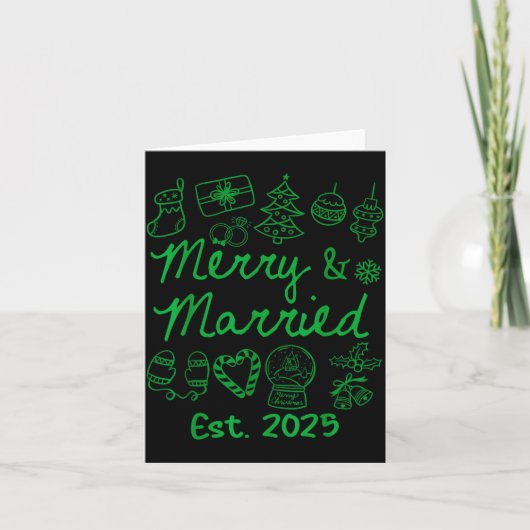 Merry And Married Est 2025 Christmas Couples Match Karte (Vorderseite)