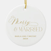 Merry and Married Gold Christmas Keramik Ornament (Vorne)